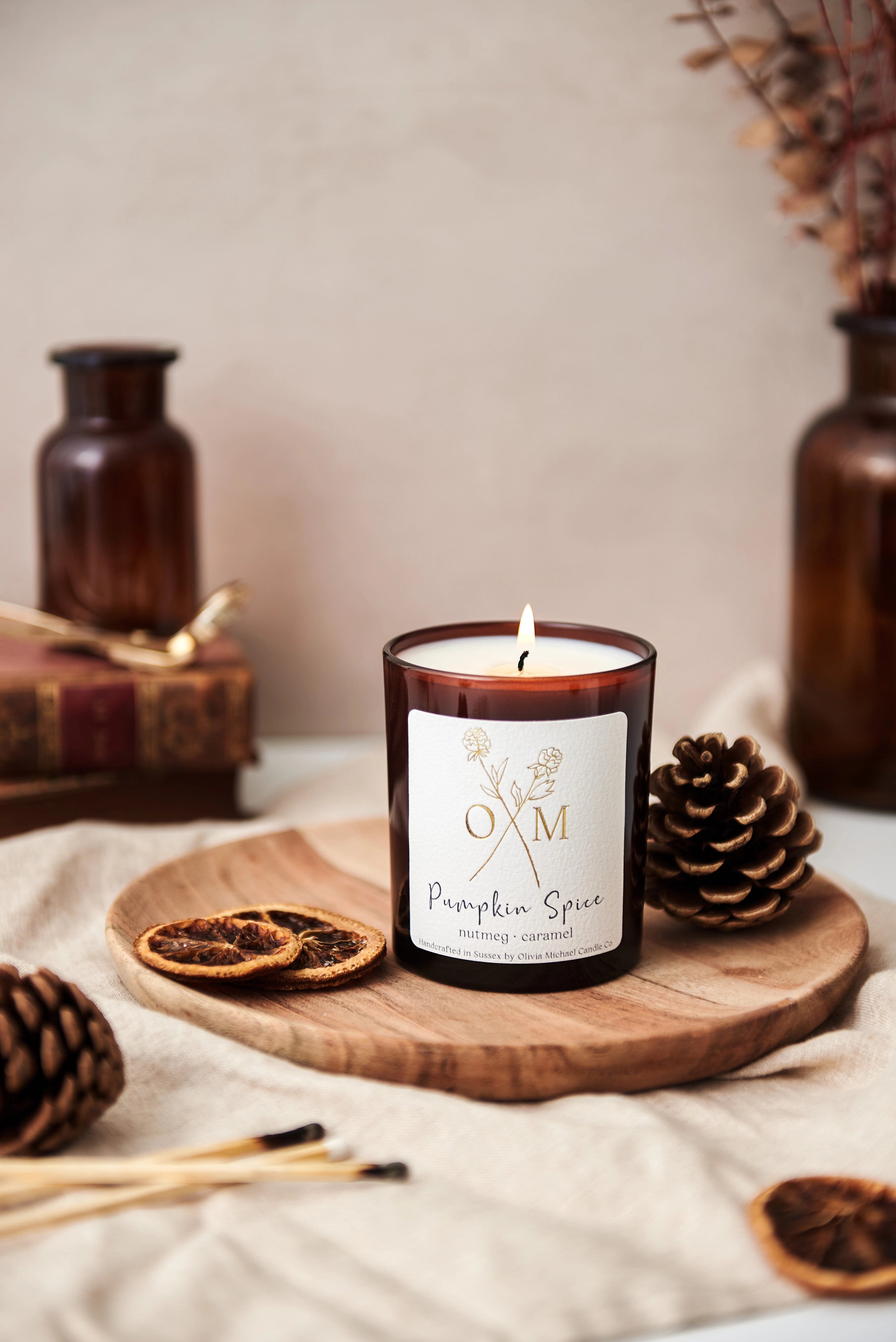 Autumn Scented Candle Pumpkin Spice Olivia Michael Candle Co