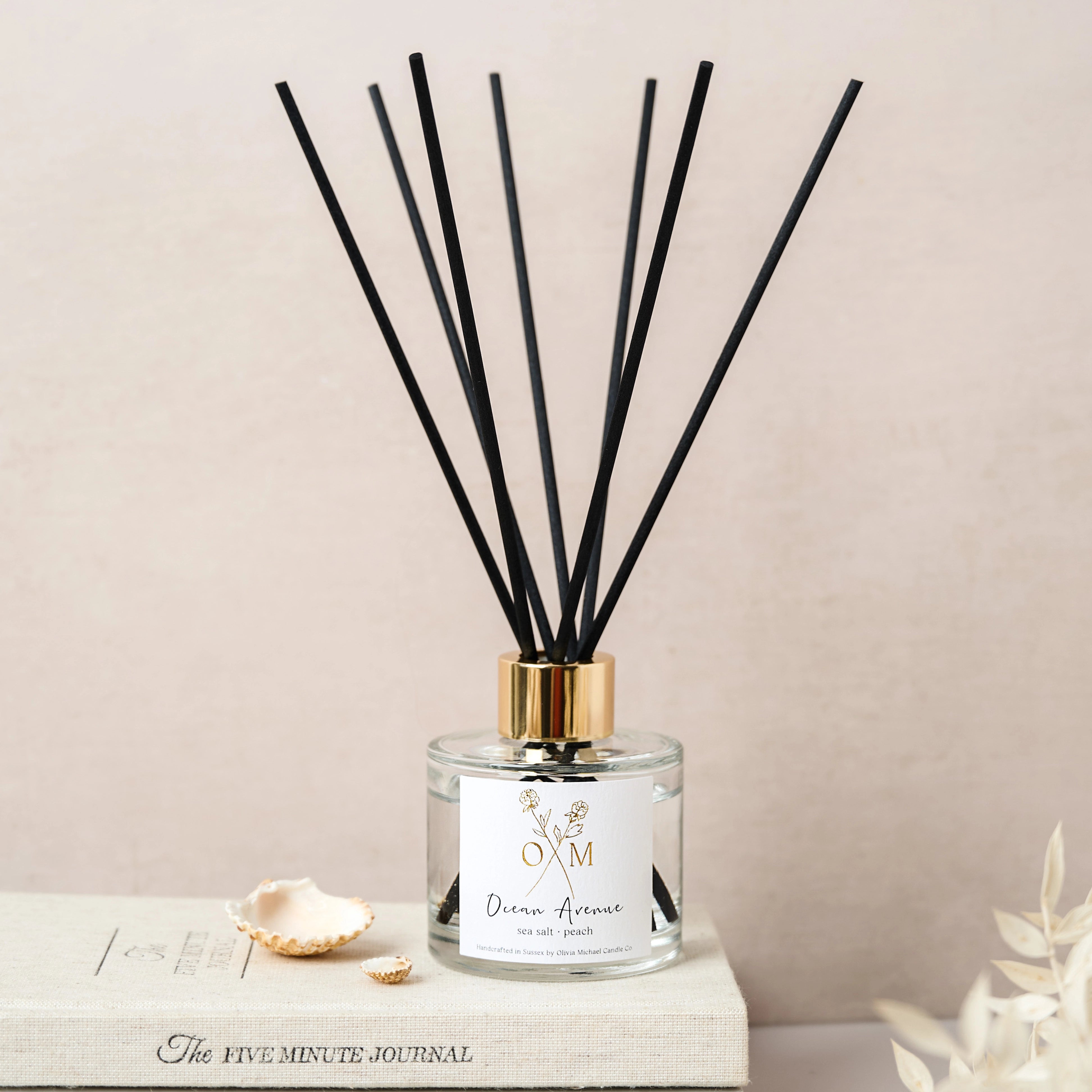 Sea Salt and Peach Reed Diffuser | Ocean Avenue – Olivia Michael Candle Co.