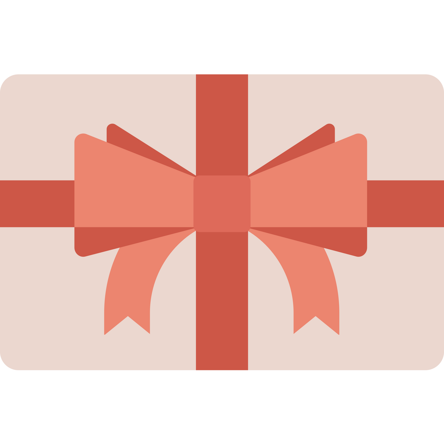 A coral gift card with a pink bow