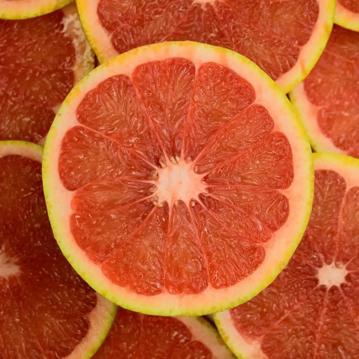 Large slices of pink grapefruit